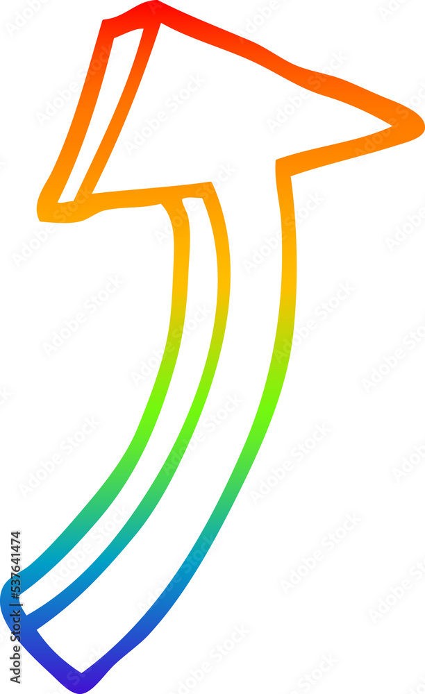rainbow gradient line drawing of a cartoon pointing arrow rainbow gradient line drawing of a cartoon pointing arrow