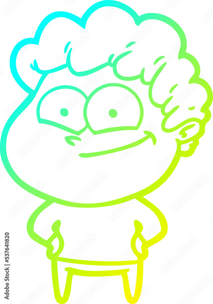 cold gradient line drawing of a cartoon happy man cold gradient line drawing of a cartoon happy man