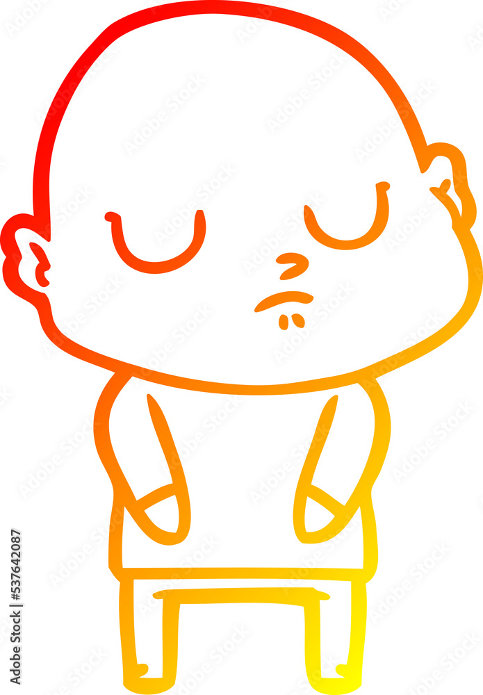 warm gradient line drawing of a cartoon bald man warm gradient line drawing of a cartoon bald man