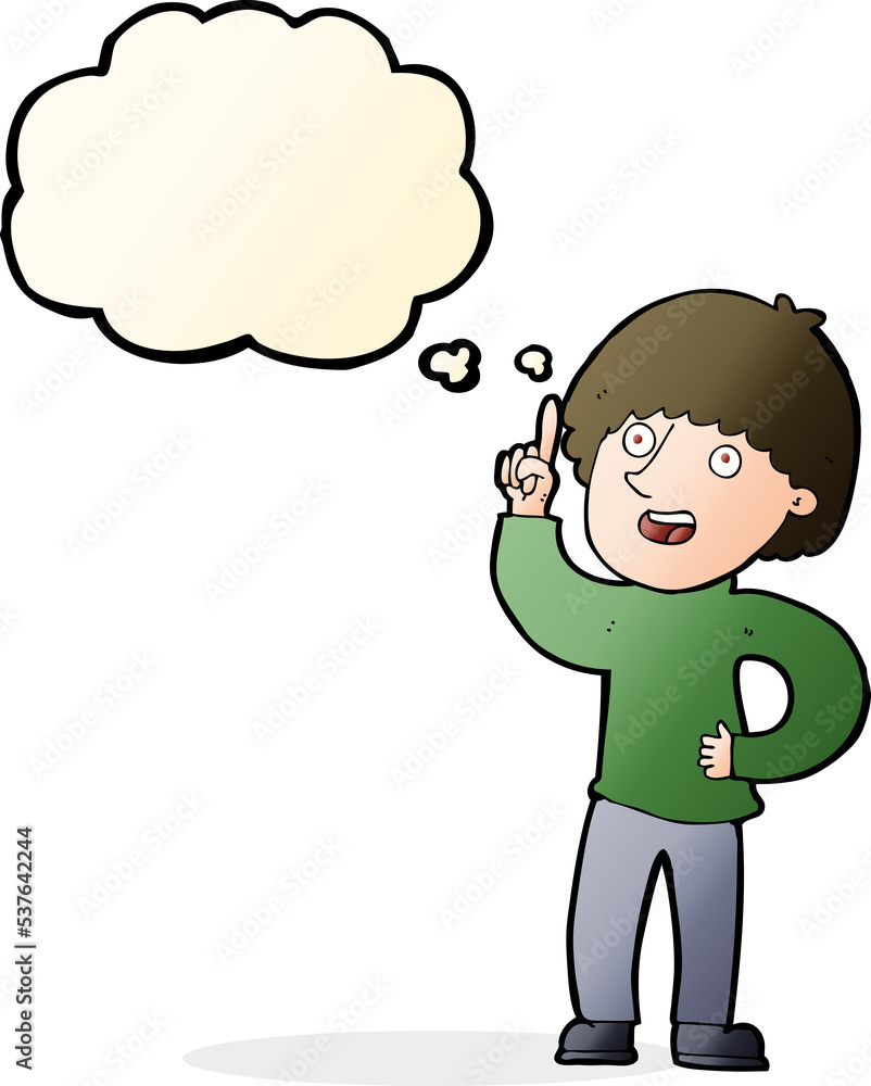cartoon man with idea with thought bubble cartoon man with idea with thought bubble