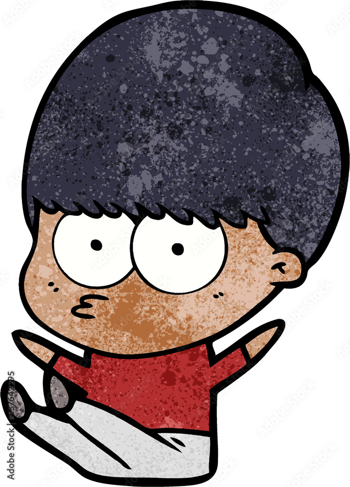 Fototapeta premium nervous cartoon boy