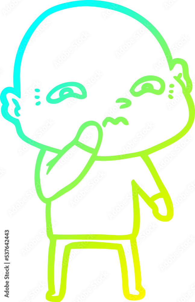cold gradient line drawing of a cartoon nervous man cold gradient line drawing of a cartoon nervous man