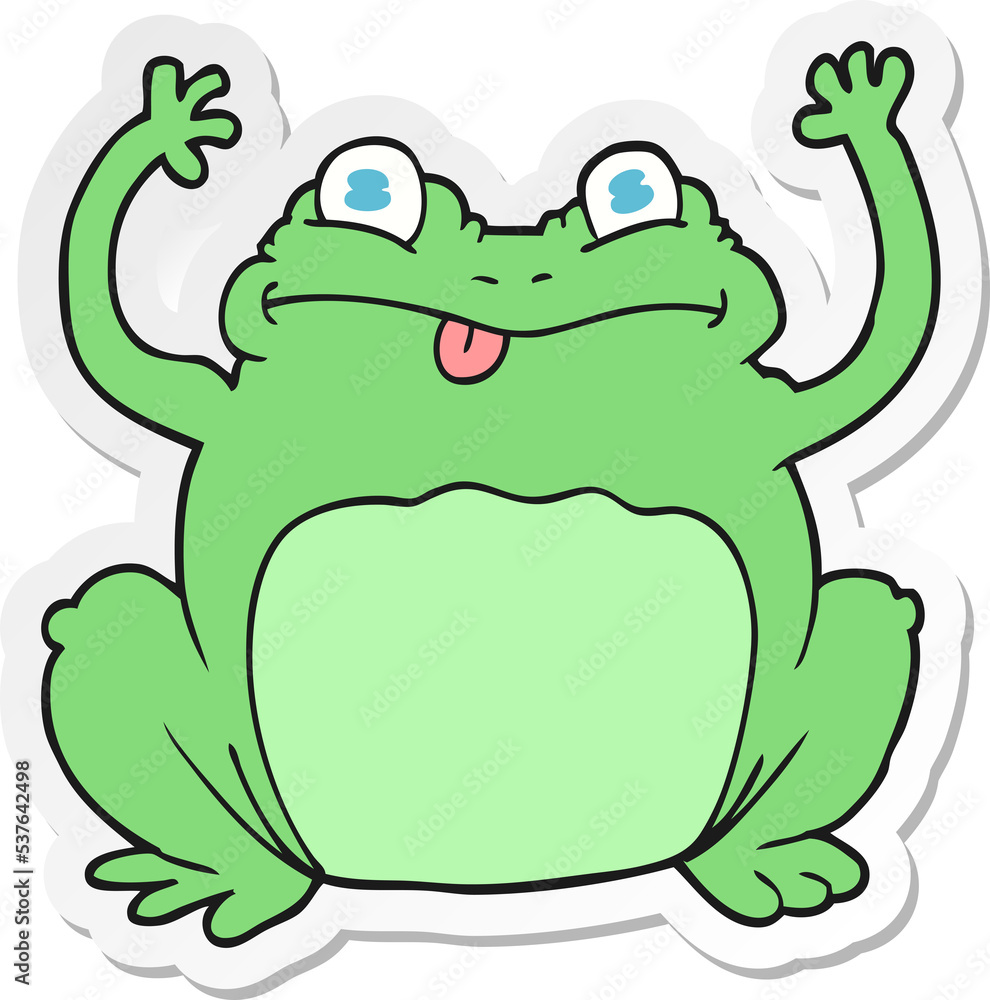 sticker of a cartoon funny frog sticker of a cartoon funny frog
