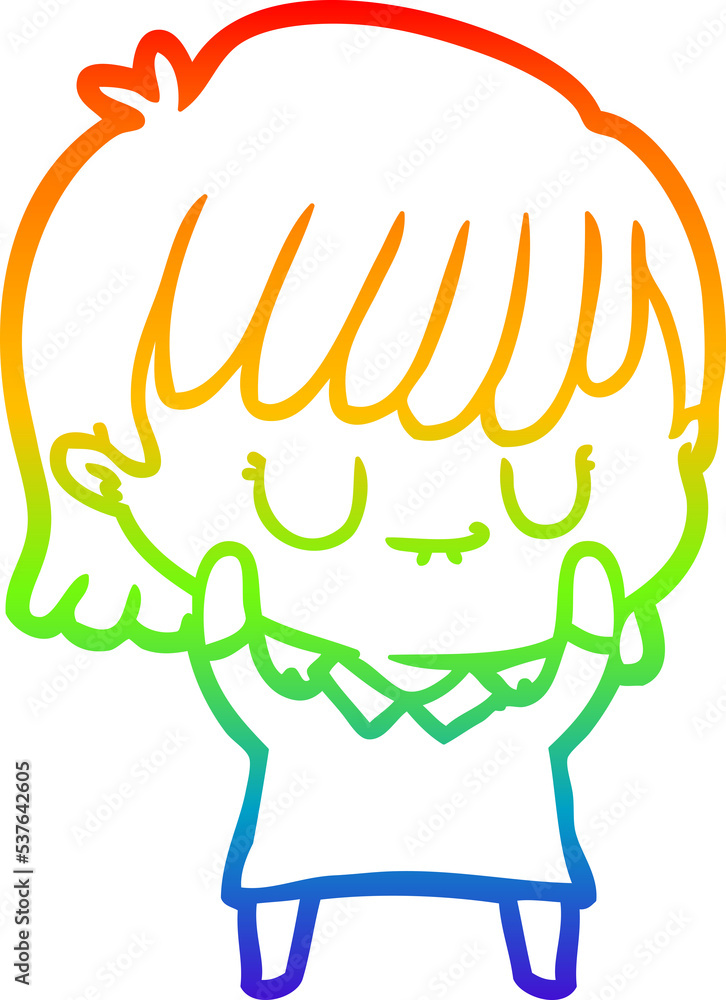 rainbow gradient line drawing of a cartoon woman rainbow gradient line drawing of a cartoon woman