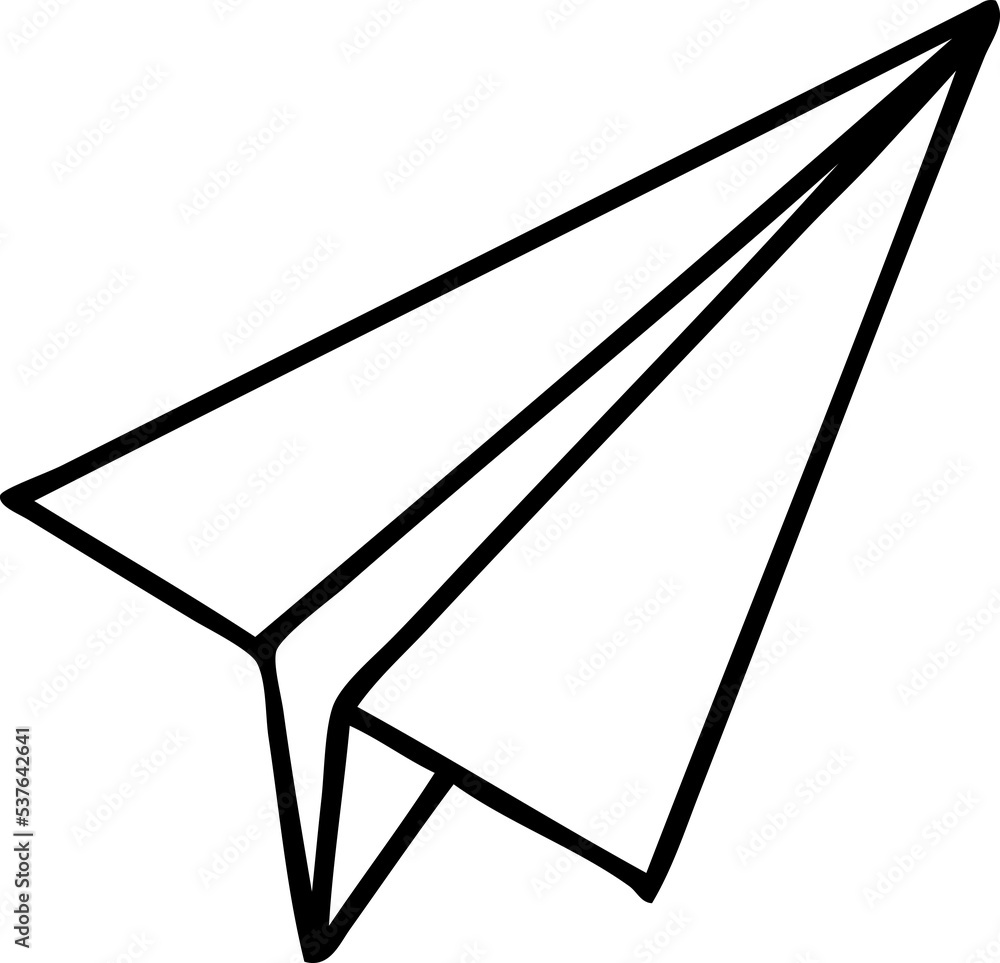 line drawing cartoon of a paper plane line drawing cartoon of a paper plane
