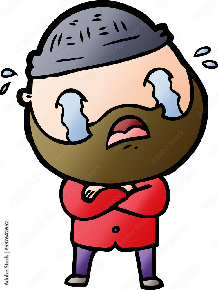 cartoon bearded man crying