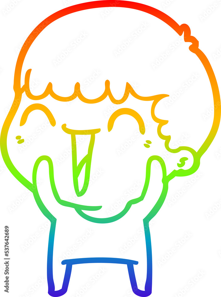 rainbow gradient line drawing of a cartoon happy man rainbow gradient line drawing of a cartoon happy man