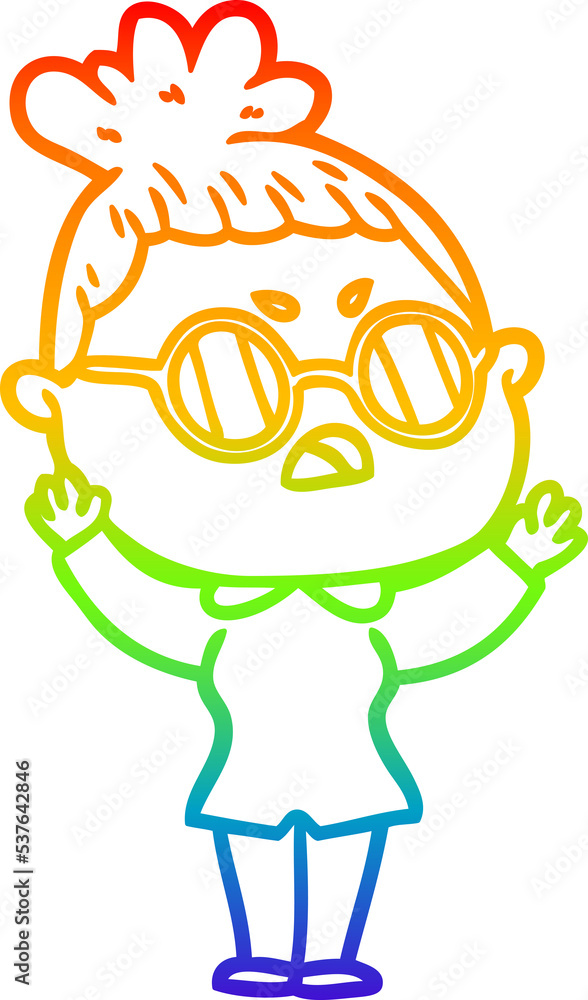 rainbow gradient line drawing of a cartoon annoyed woman rainbow gradient line drawing of a cartoon annoyed woman