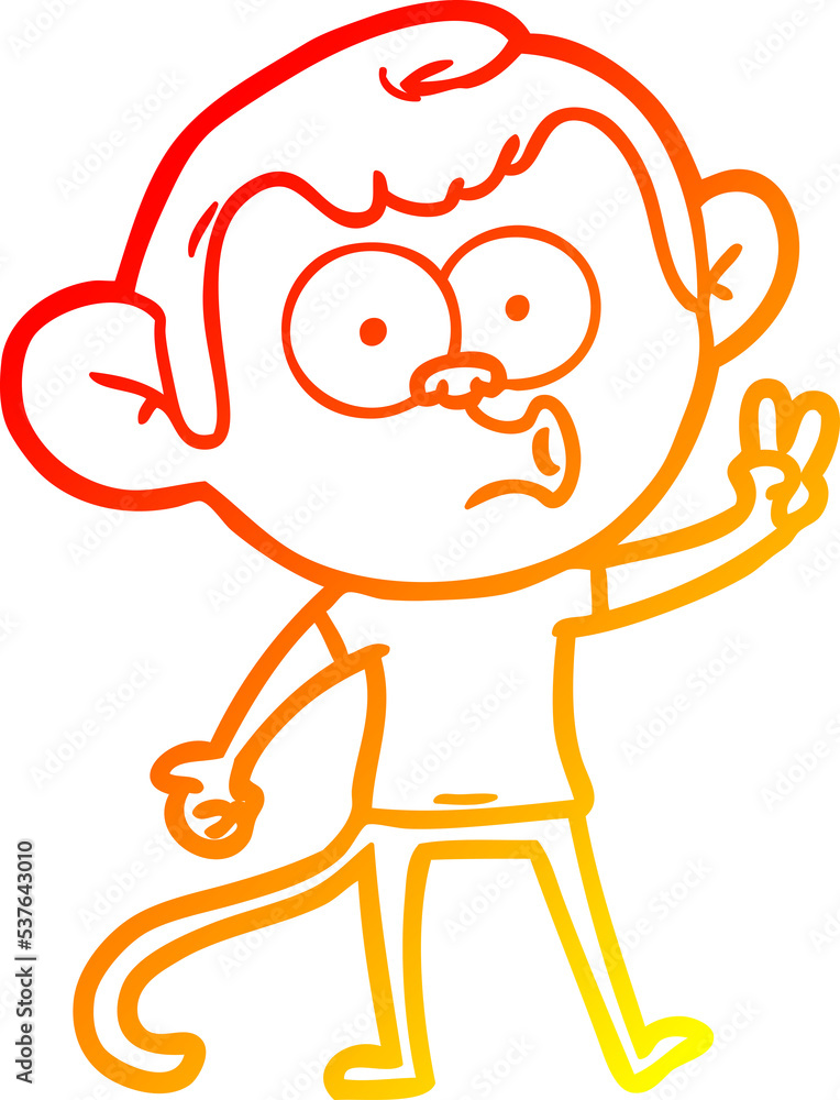 Fototapeta premium warm gradient line drawing of a cartoon hooting monkey