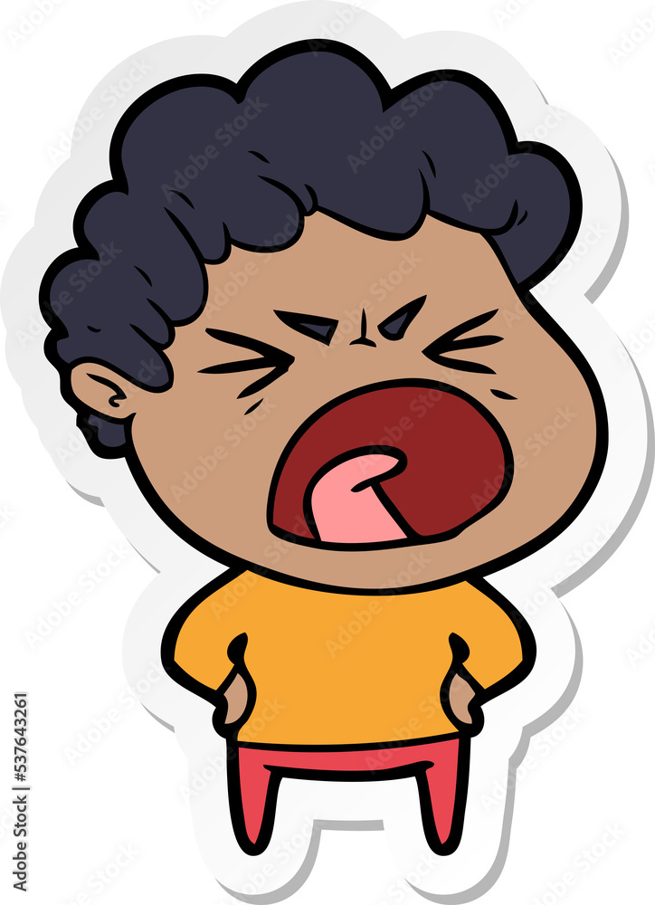 sticker of a cartoon furious man sticker of a cartoon furious man