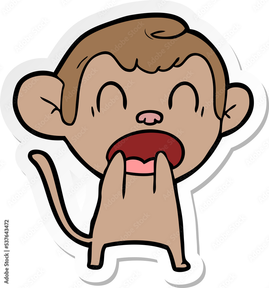 sticker of a shouting cartoon monkey sticker of a shouting cartoon monkey