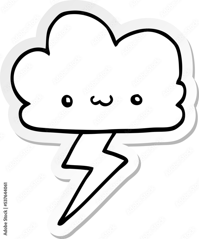 sticker of a cartoon storm cloud sticker of a cartoon storm cloud