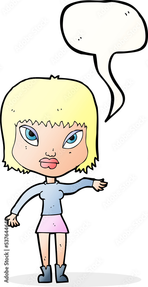 cartoon woman making gesture with speech bubble cartoon woman making gesture with speech bubble