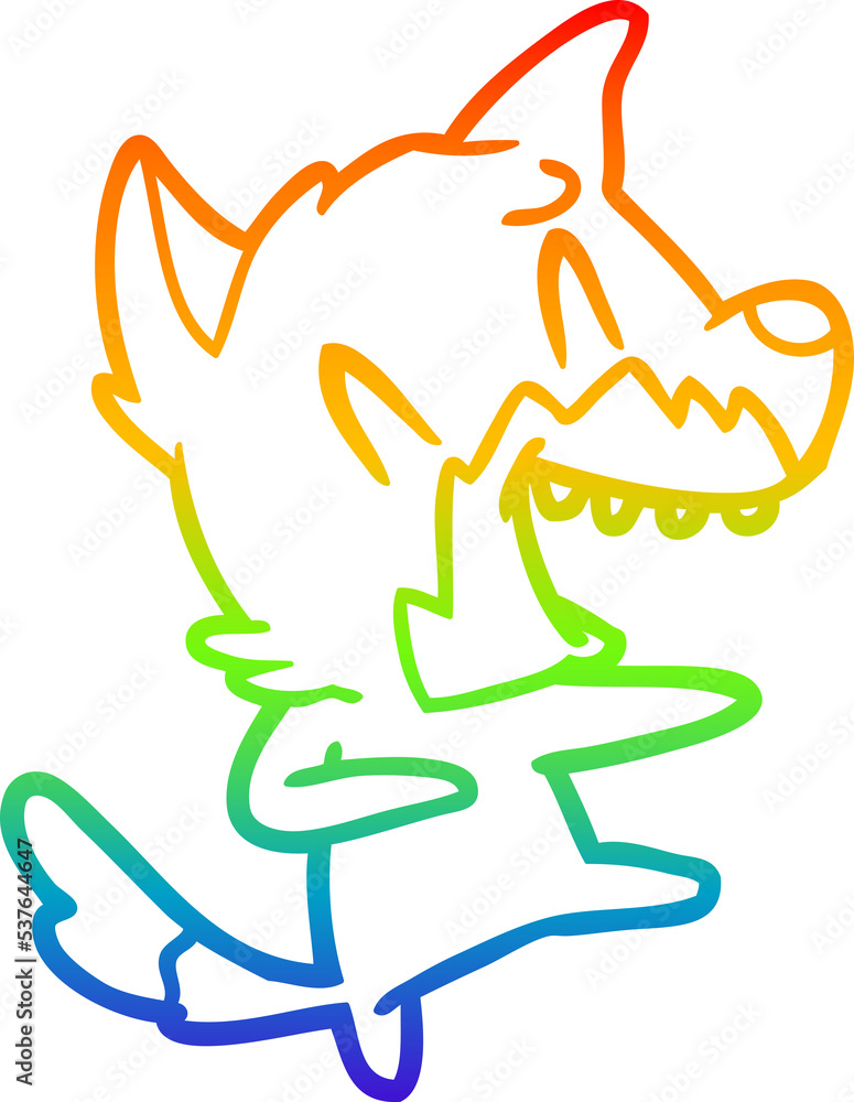 rainbow gradient line drawing of a laughing fox dancing rainbow gradient line drawing of a laughing fox dancing