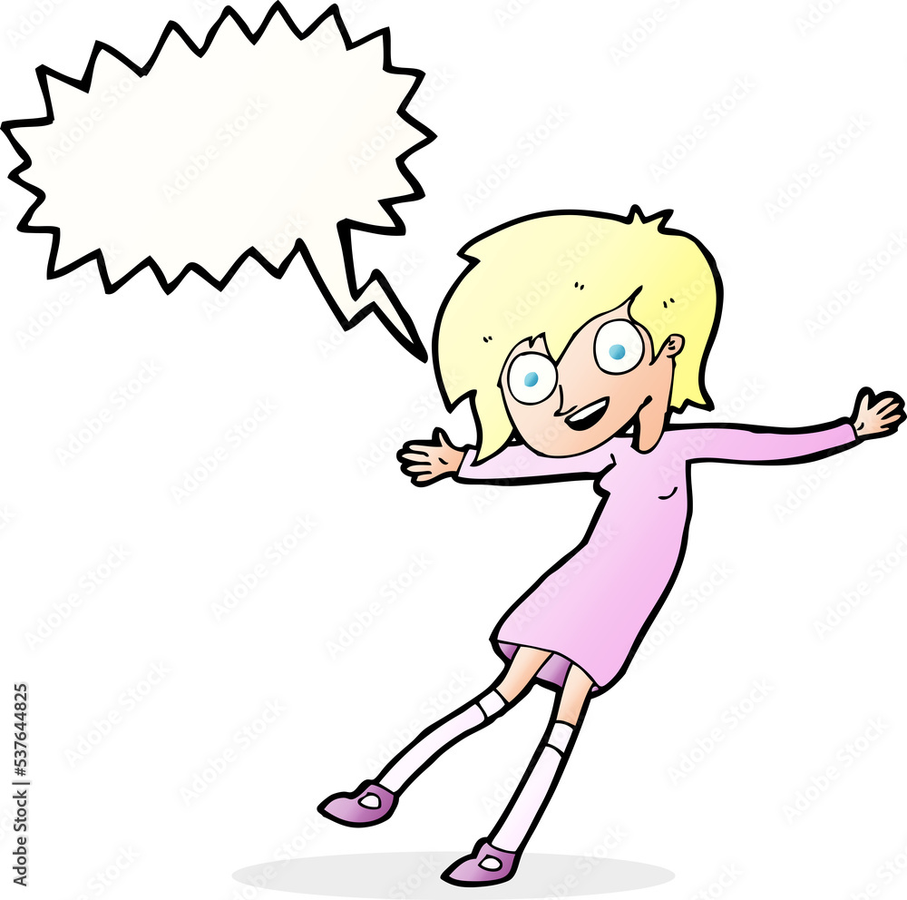 cartoon crazy excited girl with speech bubble cartoon crazy excited girl with speech bubble