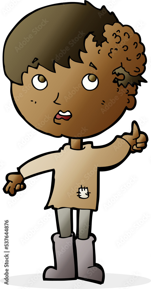 cartoon boy with growth on head