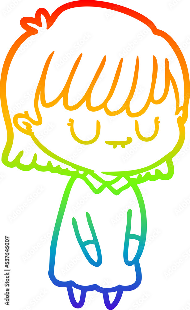 rainbow gradient line drawing of a cartoon woman rainbow gradient line drawing of a cartoon woman