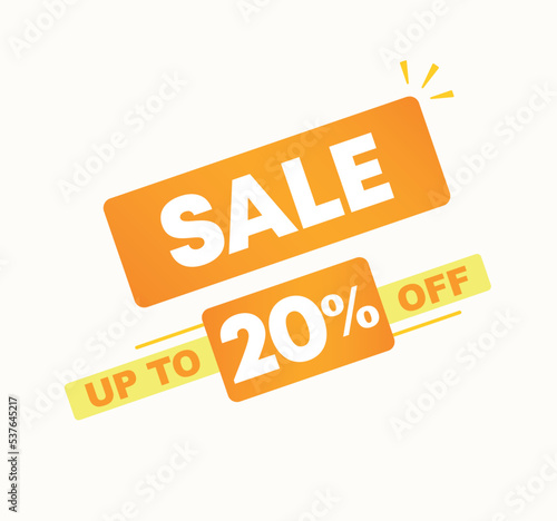 20% off. Vector illustration with offer for sales. Price discount ad. Campaign for stores, retail. For social media, poster.