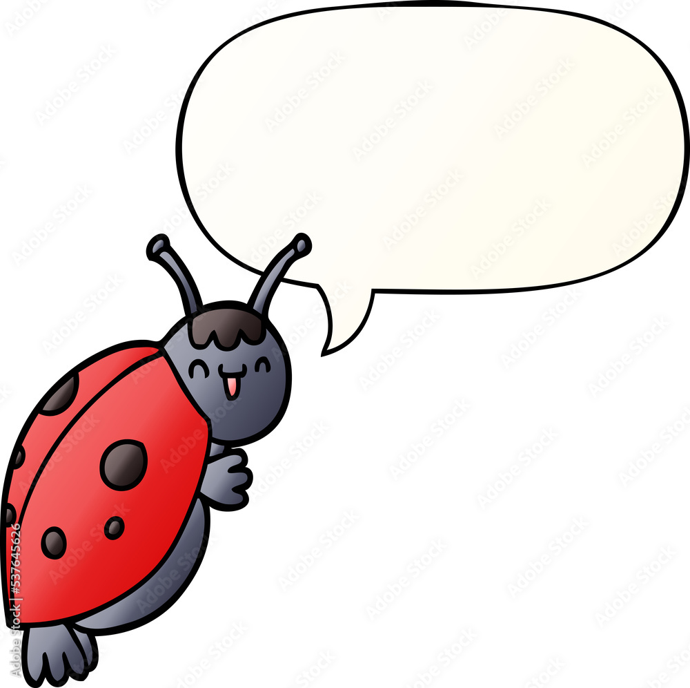 cute cartoon ladybug with speech bubble in smooth gradient style cute cartoon ladybug with speech bubble in smooth gradient style