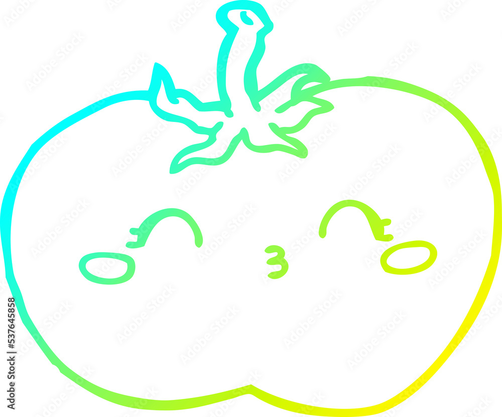 cold gradient line drawing of a cartoon tomato cold gradient line drawing of a cartoon tomato