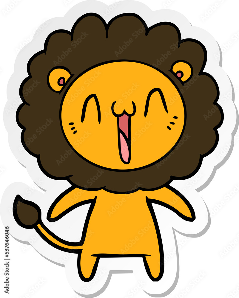 sticker of a happy cartoon lion sticker of a happy cartoon lion