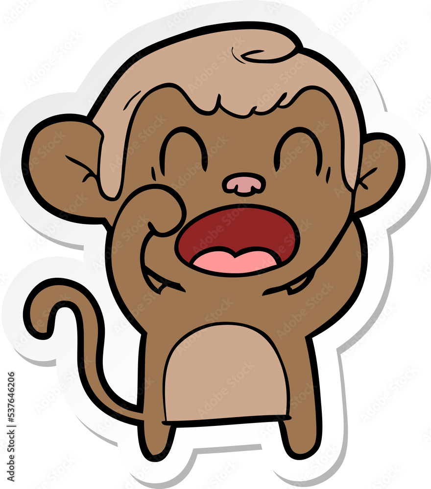 sticker of a shouting cartoon monkey sticker of a shouting cartoon monkey