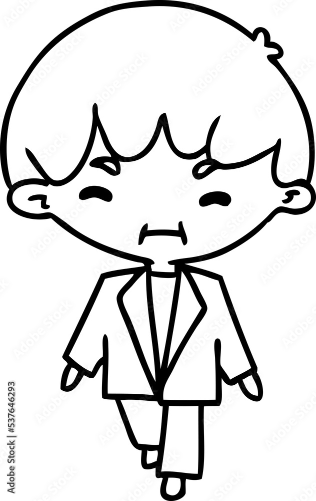line drawing illustration kawaii cute boy in suit line drawing illustration kawaii cute boy in suit