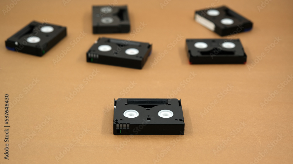 Fototapeta premium Mini dv tapes on the white background