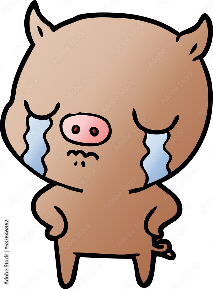 cartoon pig crying with hands on hips cartoon pig crying with hands on hips
