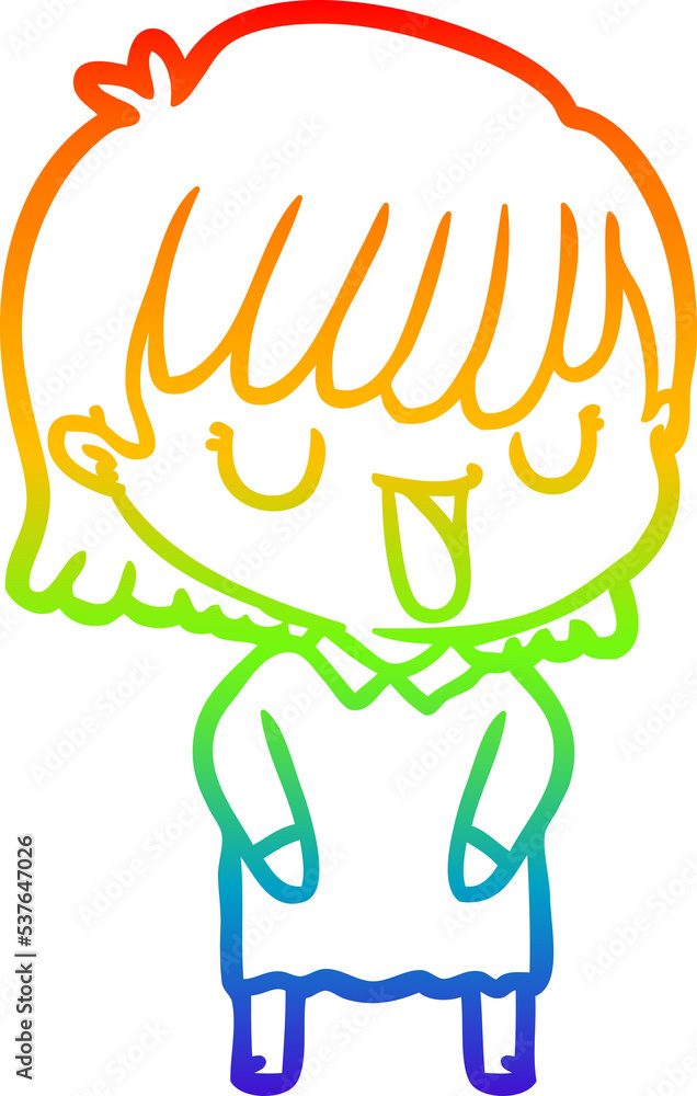 rainbow gradient line drawing of a cartoon woman rainbow gradient line drawing of a cartoon woman