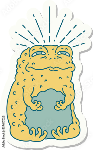 sticker of a tattoo style toad character photo