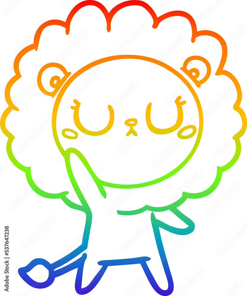 rainbow gradient line drawing of a cartoon lion rainbow gradient line drawing of a cartoon lion