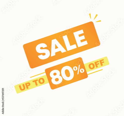 80% off. Vector illustration with offer for sales. Price discount ad. Campaign for stores, retail. For social media, poster.