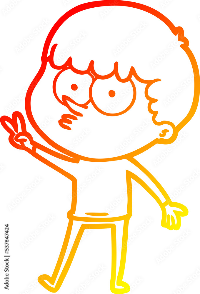 warm gradient line drawing of a cartoon curious boy dancing warm gradient line drawing of a cartoon curious boy dancing