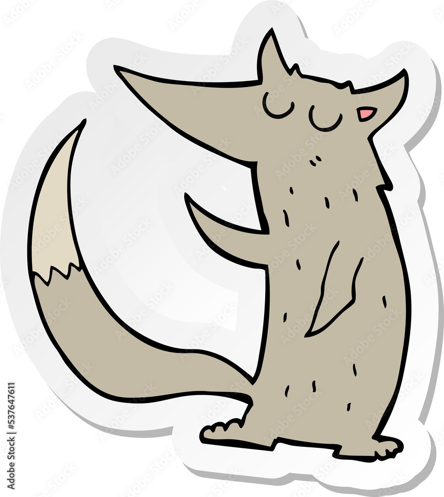 sticker of a cartoon wolf sticker of a cartoon wolf