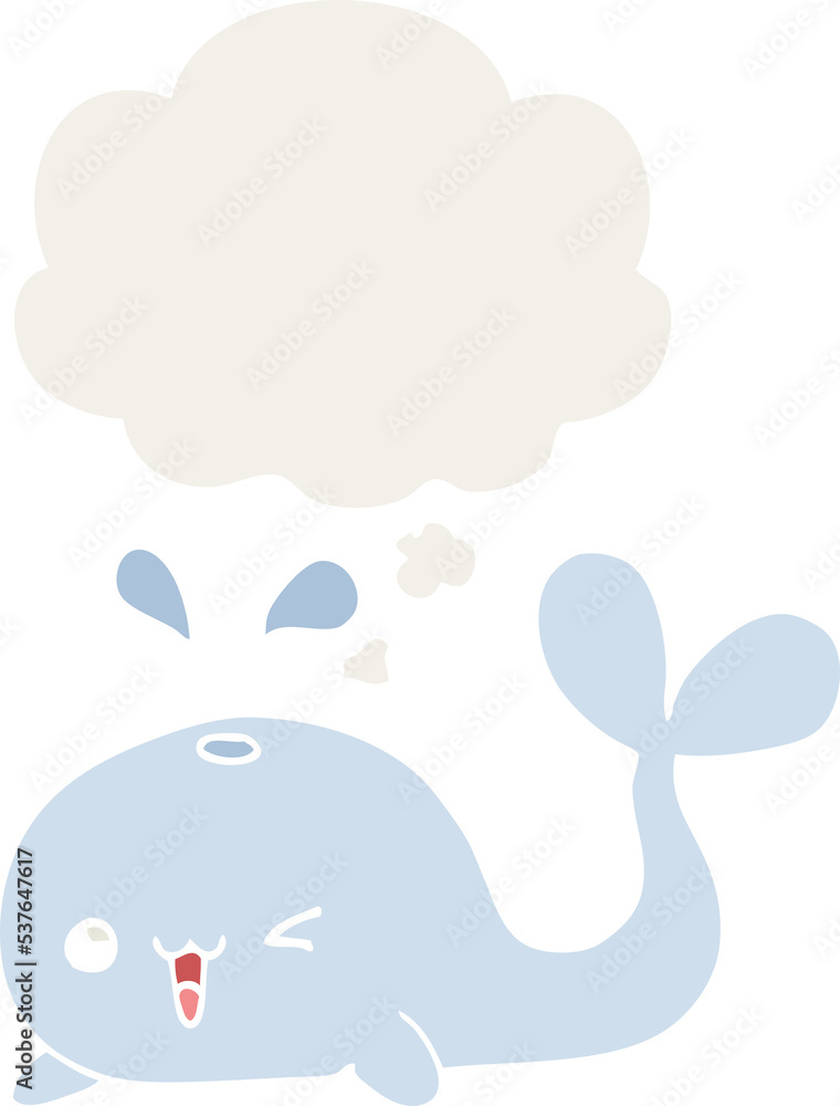 cartoon whale with thought bubble in retro style cartoon whale with thought bubble in retro style