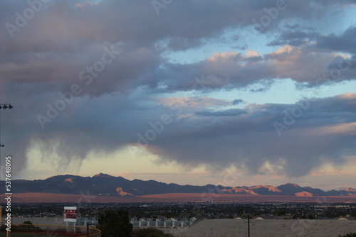 Beautiful mountains and clouds in the city