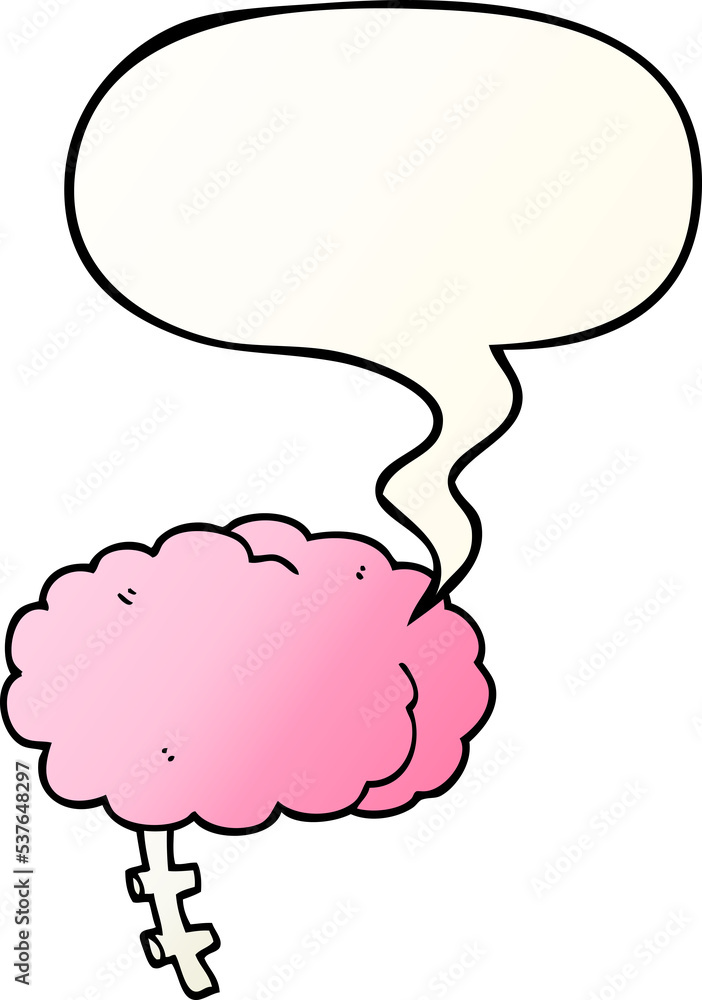 cartoon brain with speech bubble in smooth gradient style cartoon brain with speech bubble in smooth gradient style