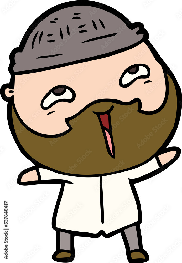 cartoon happy bearded man