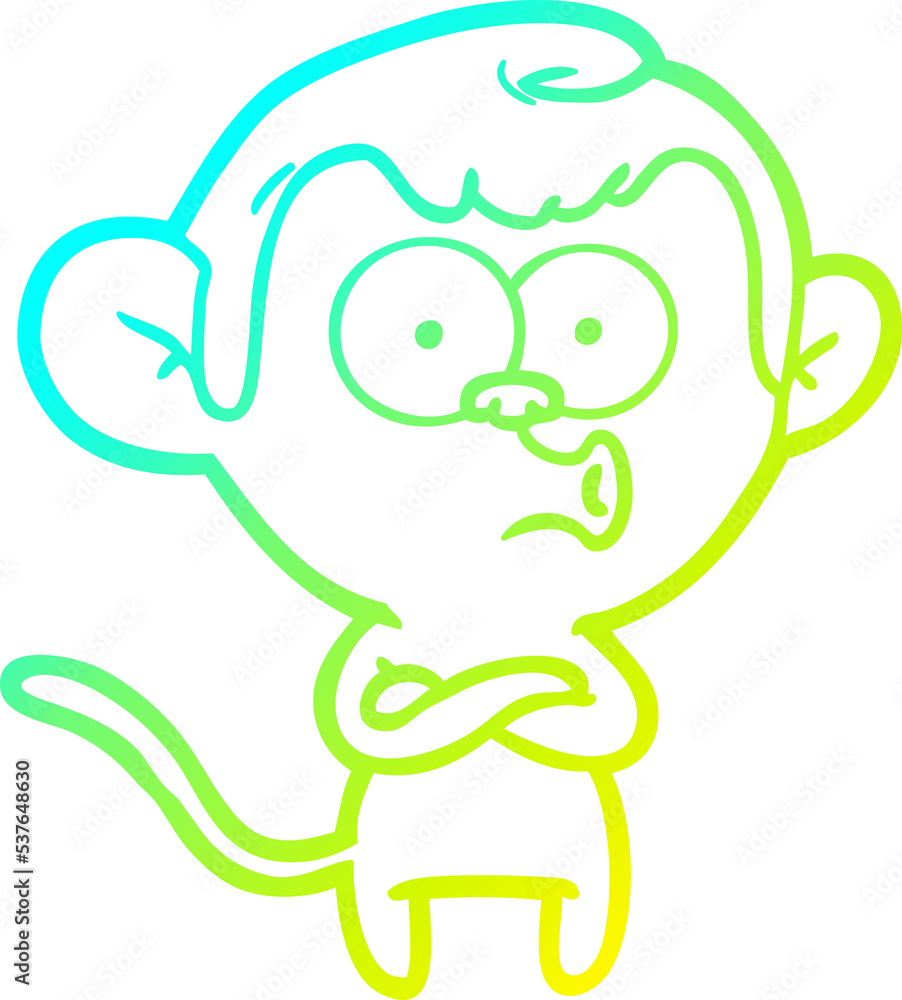 cold gradient line drawing of a cartoon surprised monkey cold gradient line drawing of a cartoon surprised monkey