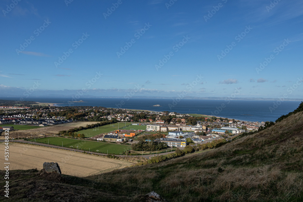Panoramic view from Law Hill to North Berwick, Scotland, United Kingdom