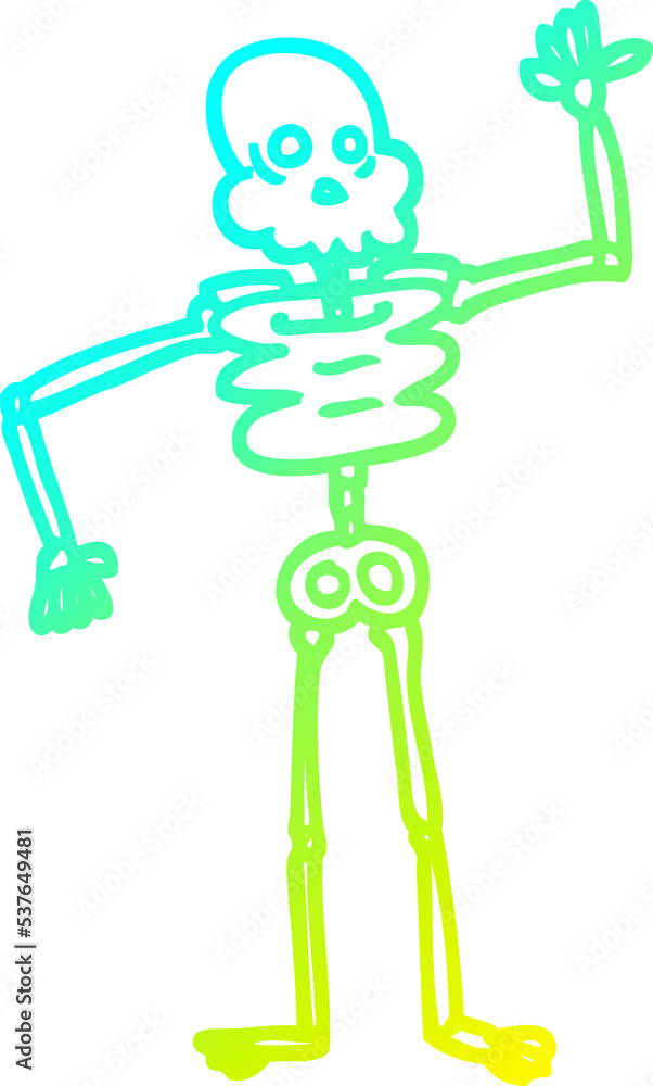 cold gradient line drawing of a cartoon skeleton cold gradient line drawing of a cartoon skeleton