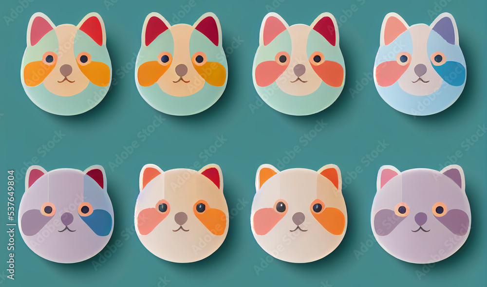 Fototapeta premium Pattern of little funny animals. Watercolour.