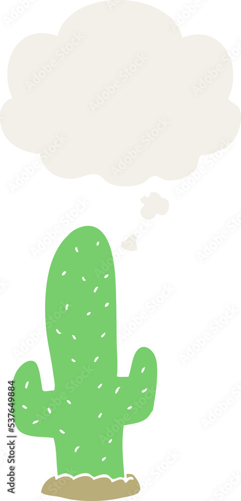 cartoon cactus with thought bubble in retro style cartoon cactus with thought bubble in retro style