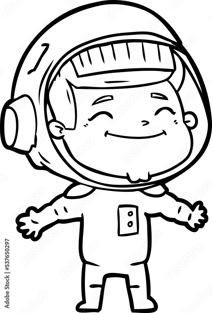 happy cartoon astronaut