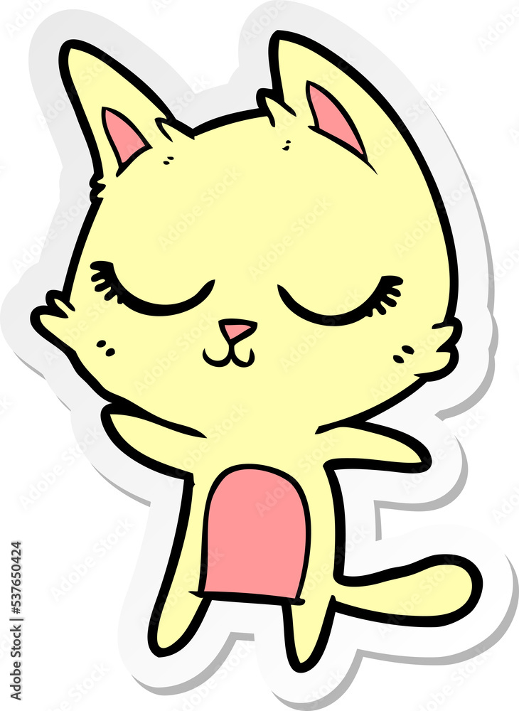 sticker of a calm cartoon cat sticker of a calm cartoon cat
