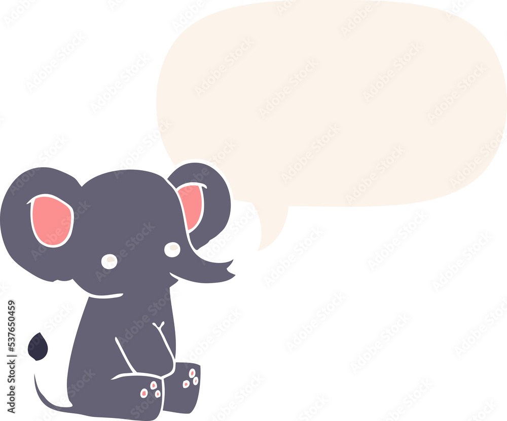 cartoon elephant with speech bubble in retro style cartoon elephant with speech bubble in retro style