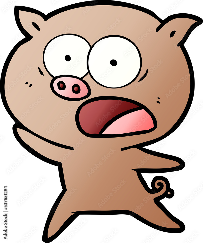 Obraz premium cartoon pig shouting
