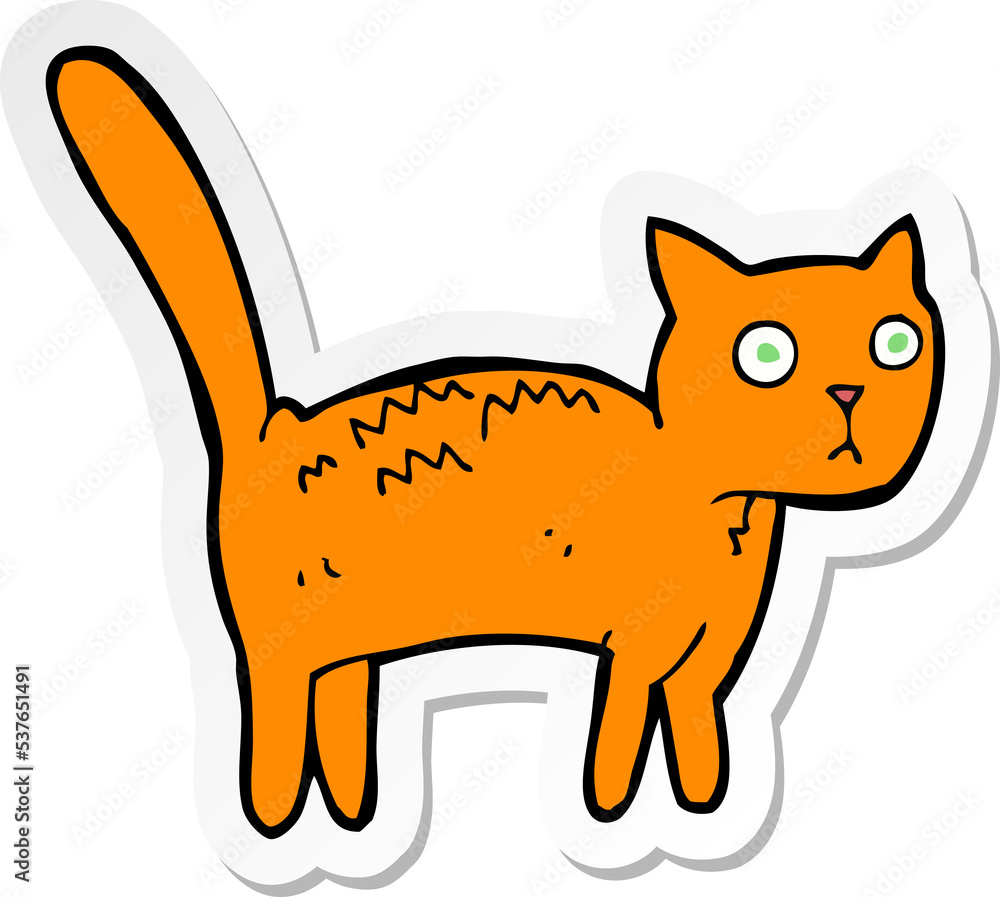 sticker of a cartoon frightened cat sticker of a cartoon frightened cat
