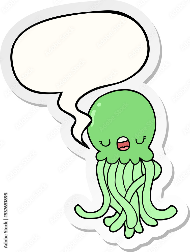cartoon jellyfish with speech bubble sticker cartoon jellyfish with speech bubble sticker